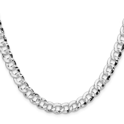 Sterling Silver 7.6mm Hammered Curb 20 Inch Chain
