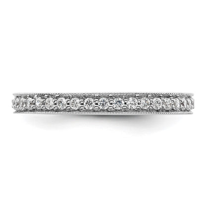 14K White Gold Polished Size 8.5 Vintage 1/2 carat Diamond Complete Eternity Wedding Band Ring