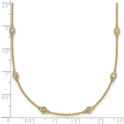 14K Yellow Gold Complete 1/2 carat Bezel-set Diamond and Cable Chain 16-Station 16 Inch Necklace