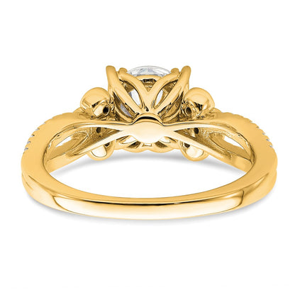 14K Yellow Gold Split Shank (Holds 1.5 carat (7.5mm) Round Center) 1/4 carat Diamond Semi-Mount Engagement Ring