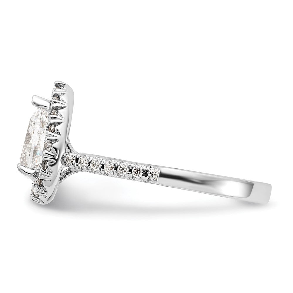True Origin 14K White Gold 3/8 carat Lab Grown Diamond VS+ F+ Semi-Mount Pear Halo Engagement Ring