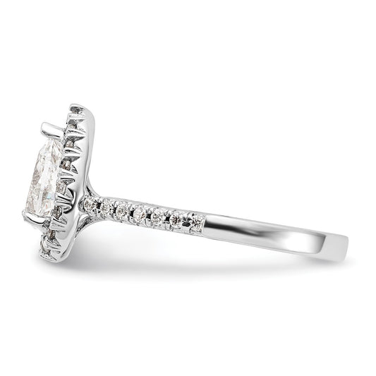 True Origin 14K White Gold 3/8 carat Lab Grown Diamond VS+ F+ Semi-Mount Pear Halo Engagement Ring