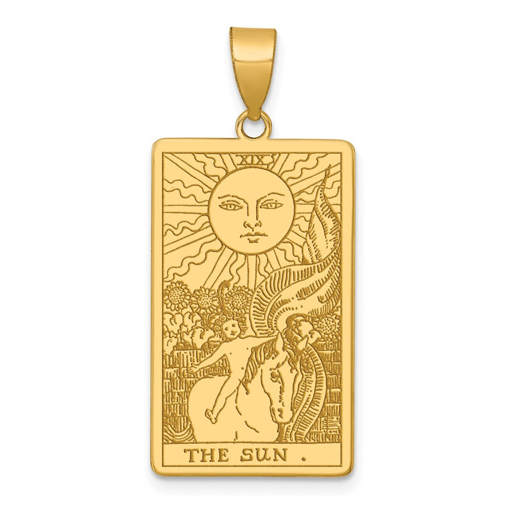 14K Yellow Gold The Sun Tarot Card Pendant