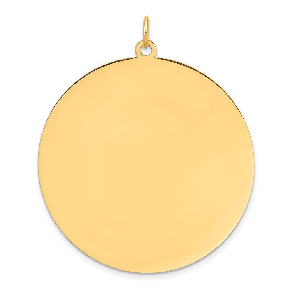 14K Yellow Gold Plain .013 Gauge Round Engravable 38.3mm Disc Charm