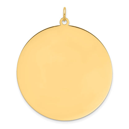 14K Yellow Gold Plain .013 Gauge Round Engravable 38.3mm Disc Charm
