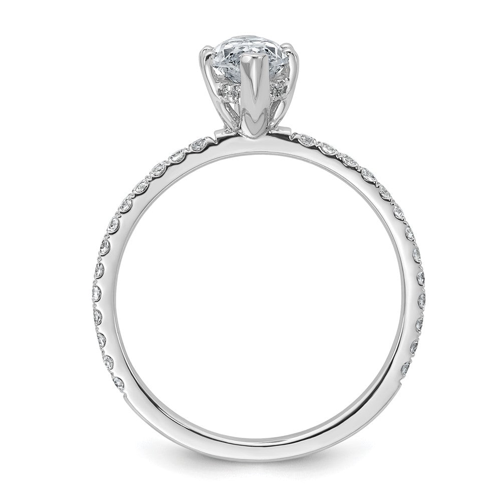 14K White Gold 1 3/8 carat Certified Lab Grown Diamond VS/SI+ G+ Marquise Complete Solitaire with Flair Engagement Ring
