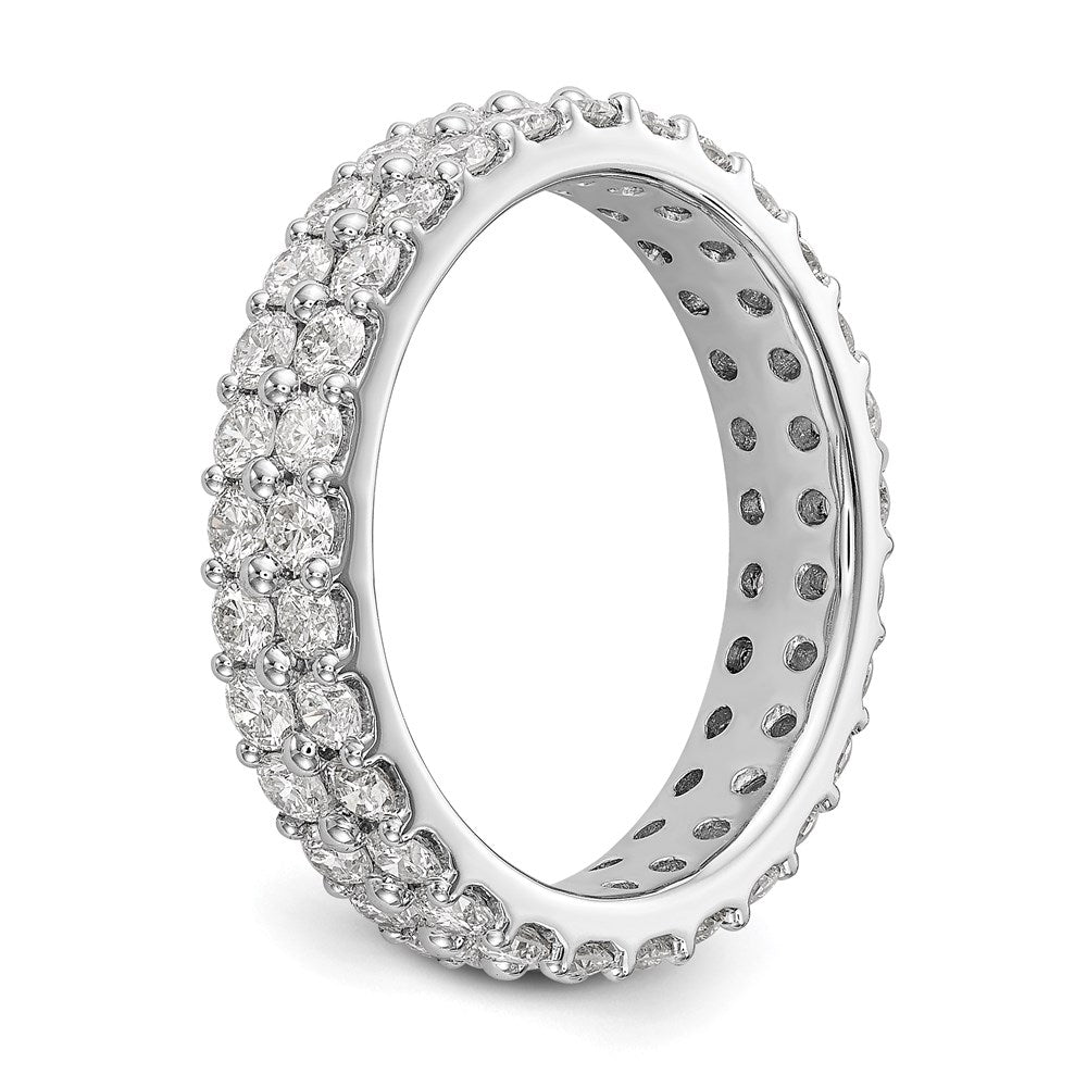 14K White Gold Polished Round 2CT Double Row Diamond Eternity Wedding Band Ring