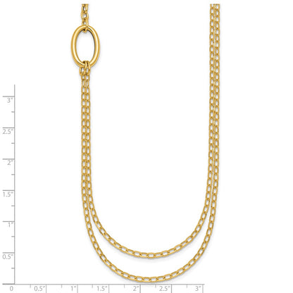 14K Yellow Gold Polished Oval Double Strand Cable Chain 18 Inch Necklace