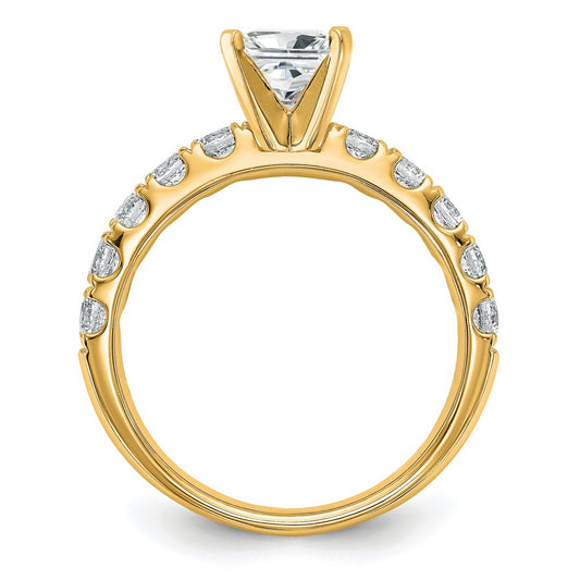 14K Yellow Gold Certified 1 5/8 carat Lab Grown Diamond VS+ F+ Round Complete Engagement Ring