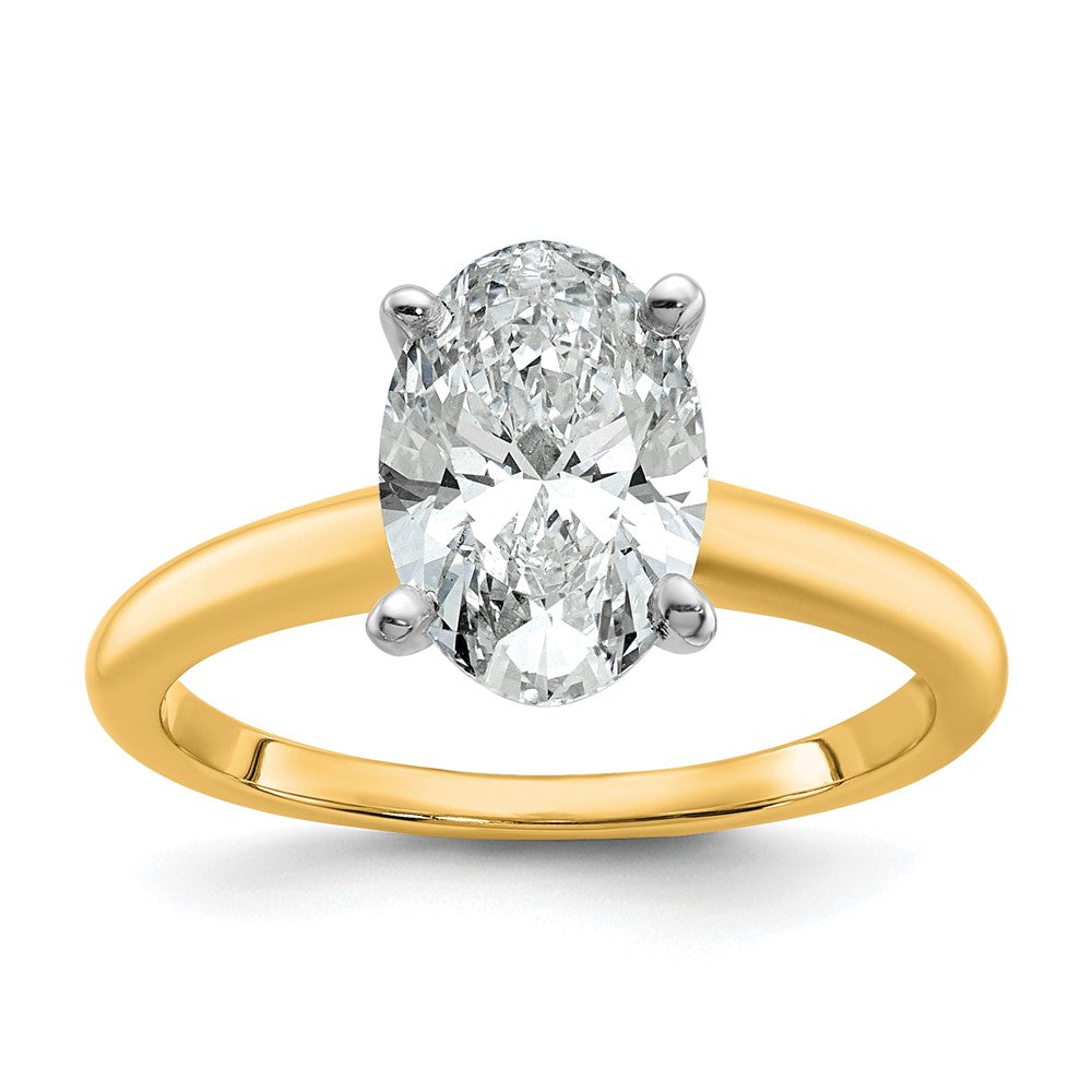 14K Two-Tone Gold 2 carat Certified Lab Grown Diamond VS+ F+ Oval Complete Solitaire Engagement Ring