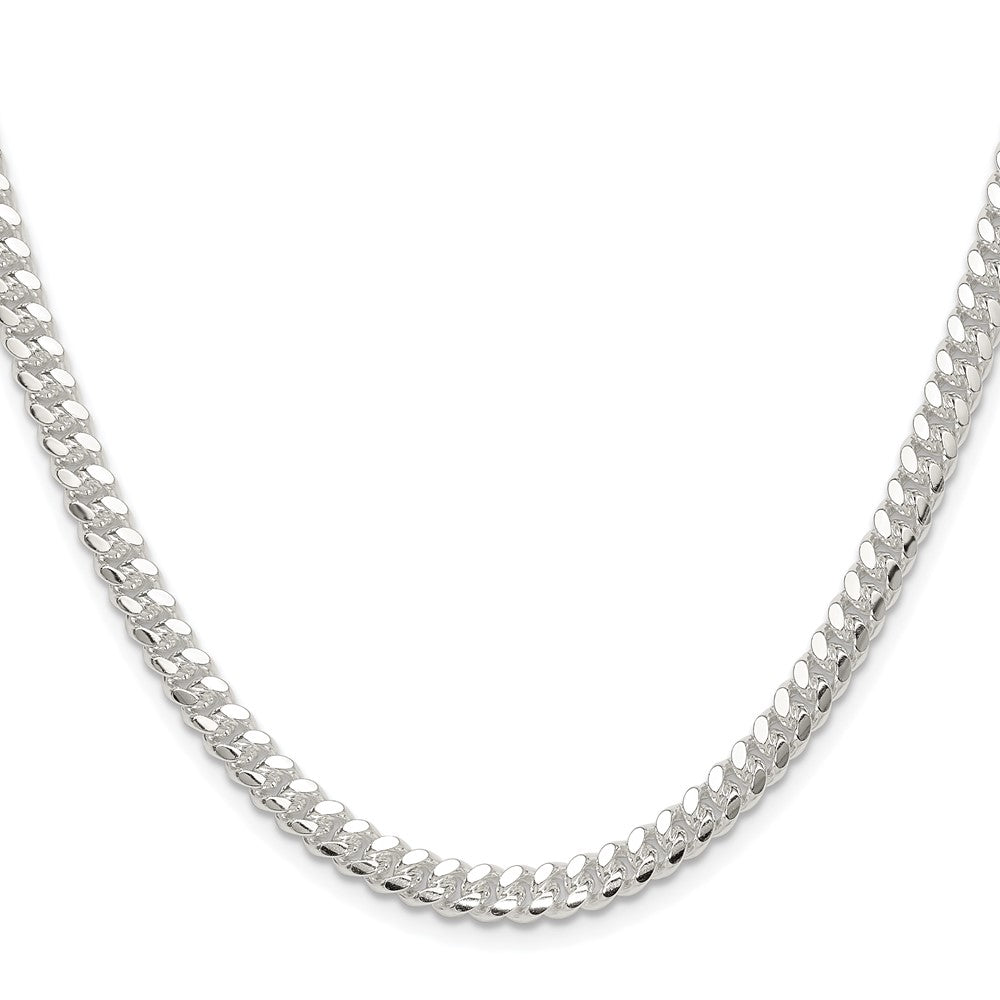 Sterling Silver Rhodium-plated Polished 5.7mm Domed Curb 24 Inch Chain
