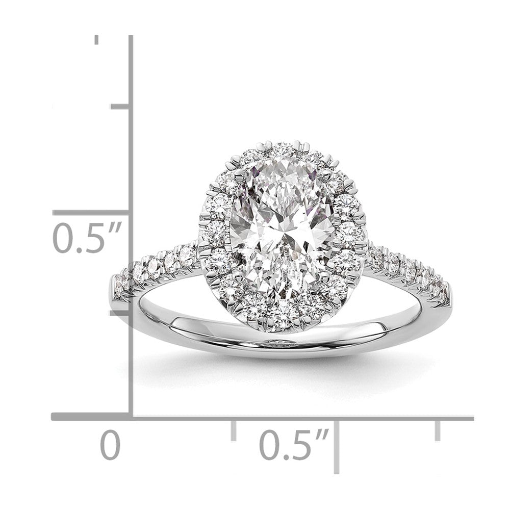True Origin 14K White Gold 1/2 carat Lab Grown Diamond VS+ F+ Semi-Mount Oval Halo Engagement Ring