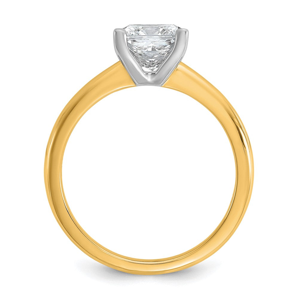 14K Two-Tone Gold Two-tone 1 1/2 carat Certified Lab Grown Diamond VS+ F+ Princess Complete Solitaire Engagement Ring