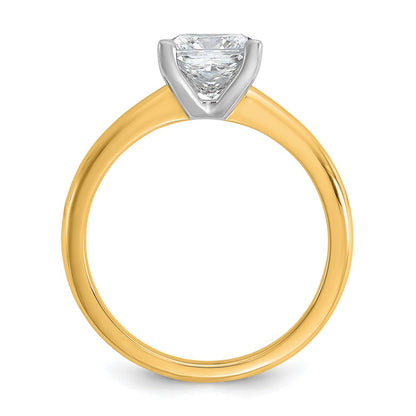 14K Two-Tone Gold Two-tone 1 1/2 carat Certified Lab Grown Diamond VS+ F+ Princess Complete Solitaire Engagement Ring