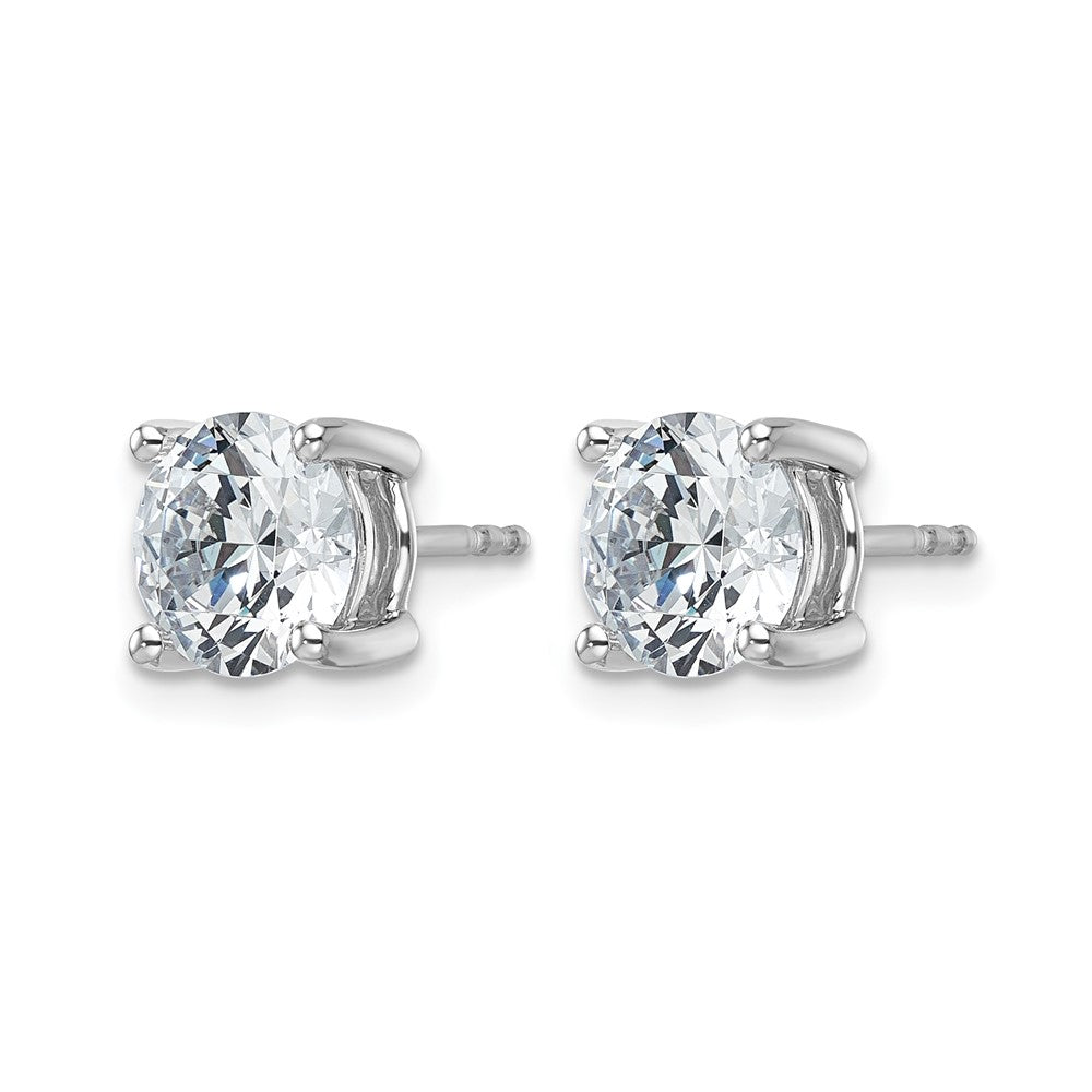 14K White Gold 4 carat Certified Lab Grown Diamond VS+ F+ Round Complete Four Prong Lightweight Stud Earrings