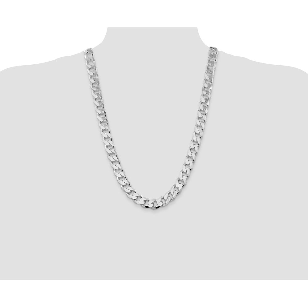 Sterling Silver Rhodium-plated 13mm Curb 26 Inch Chain