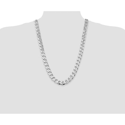 Sterling Silver Rhodium-plated 13mm Curb 26 Inch Chain