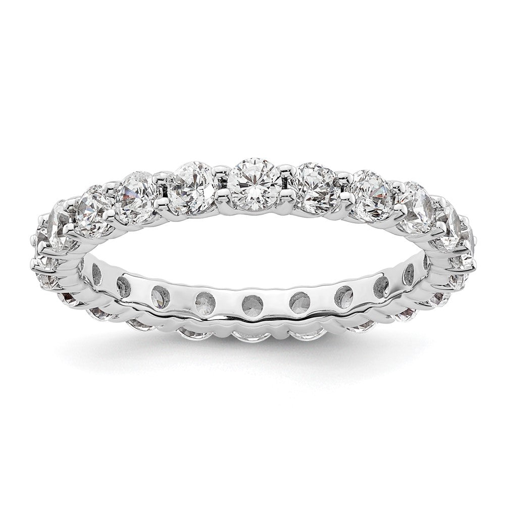 14K White Gold Polished Size 8.5 Shared Prong 2 carat Diamond Complete Eternity Wedding Band Ring