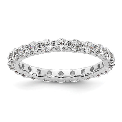 14K White Gold Polished Size 8.5 Shared Prong 2 carat Diamond Complete Eternity Wedding Band Ring