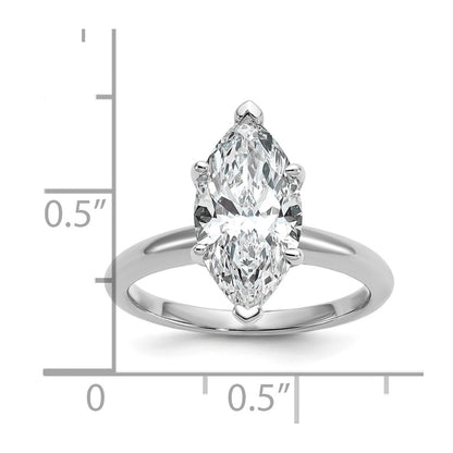 14K White Gold 3 carat Lab Grown Diamond VS+ F+ Marquise Solitaire Complete Engagement Ring