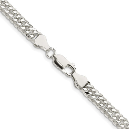 Sterling Silver Rhodium-plated 5.7mm Double Diamond-cut Curb 24 Inch Chain
