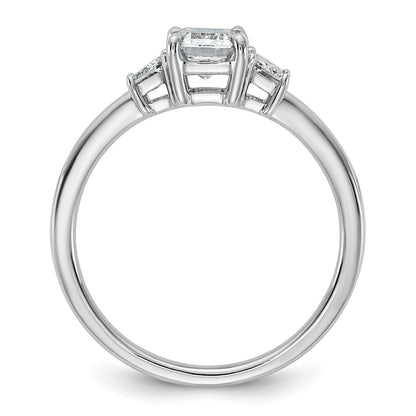 14K White Gold 1 3/8 carat Lab Grown Diamond VS+ F+ Complete Emerald and Trapezoid Engagement Ring