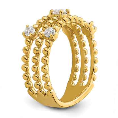 True Origin 14K Yellow Gold 3/8 carat Lab Grown Diamond VS+ F+ Complete Triple Wedding Band Ring