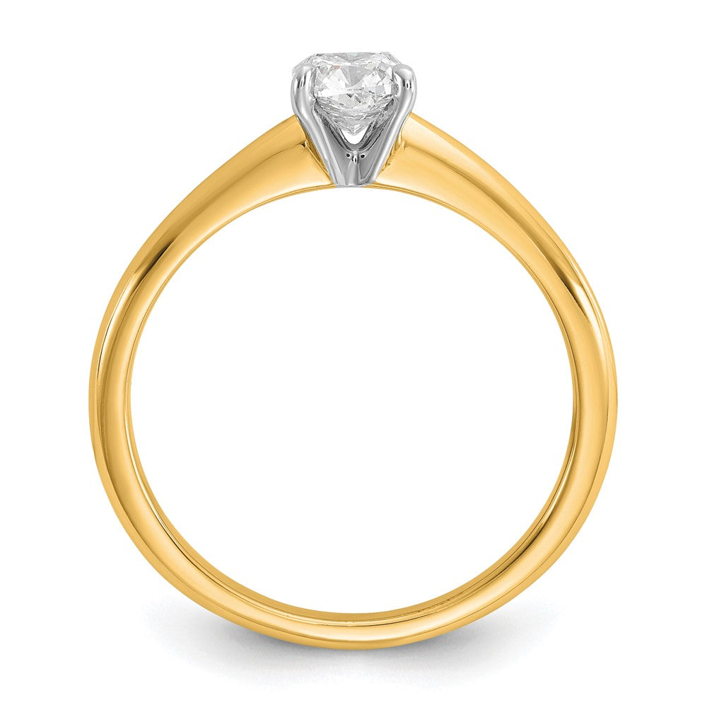 14K Two-Tone Gold Two-tone 1/2 carat Certified Lab Grown Diamond VS+ F+ Cushion Complete Solitiare Engagement Ring