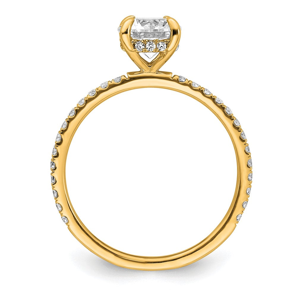 14K Yellow Gold 1 1/3 carat Certified Lab Grown Diamond VS/SI+ G+ Round Complete Solitaire with Flair Engagement Ring