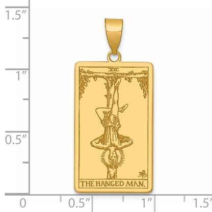 14K Yellow Gold The Hanged Man Tarot Card Pendant