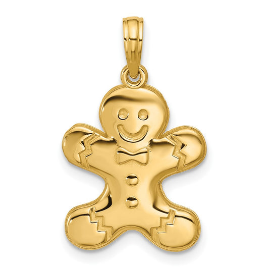 14K Yellow Gold Polished Gingerbread Man Pendant