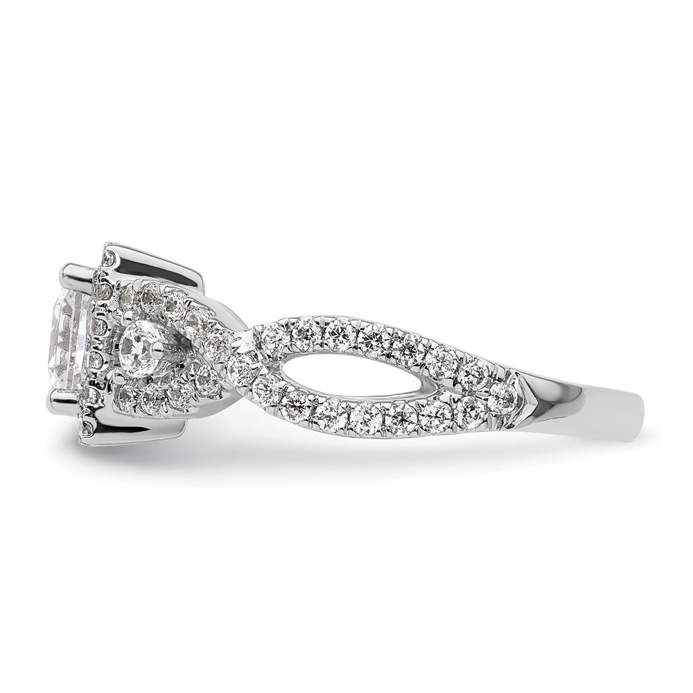 14K White Gold Halo Plus (Holds 3/4 carat (5.00mm) Princess Center) 3/4 carat Diamond Semi-Mount Engagement Ring