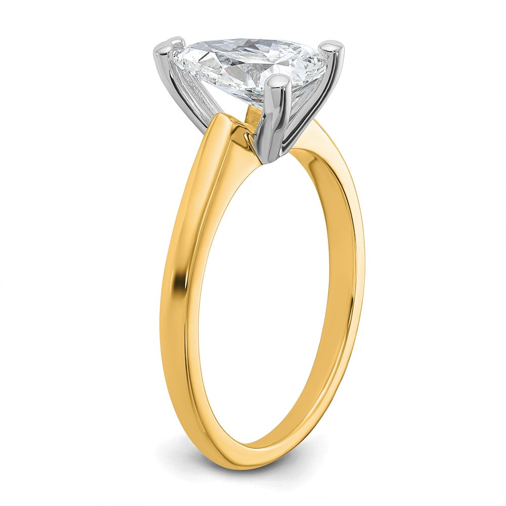 14K Two-Tone Gold Two-tone 1 1/2 carat Certified Lab Grown Diamond VS+ F+ Pear Solitaire Complete Engagement Ring
