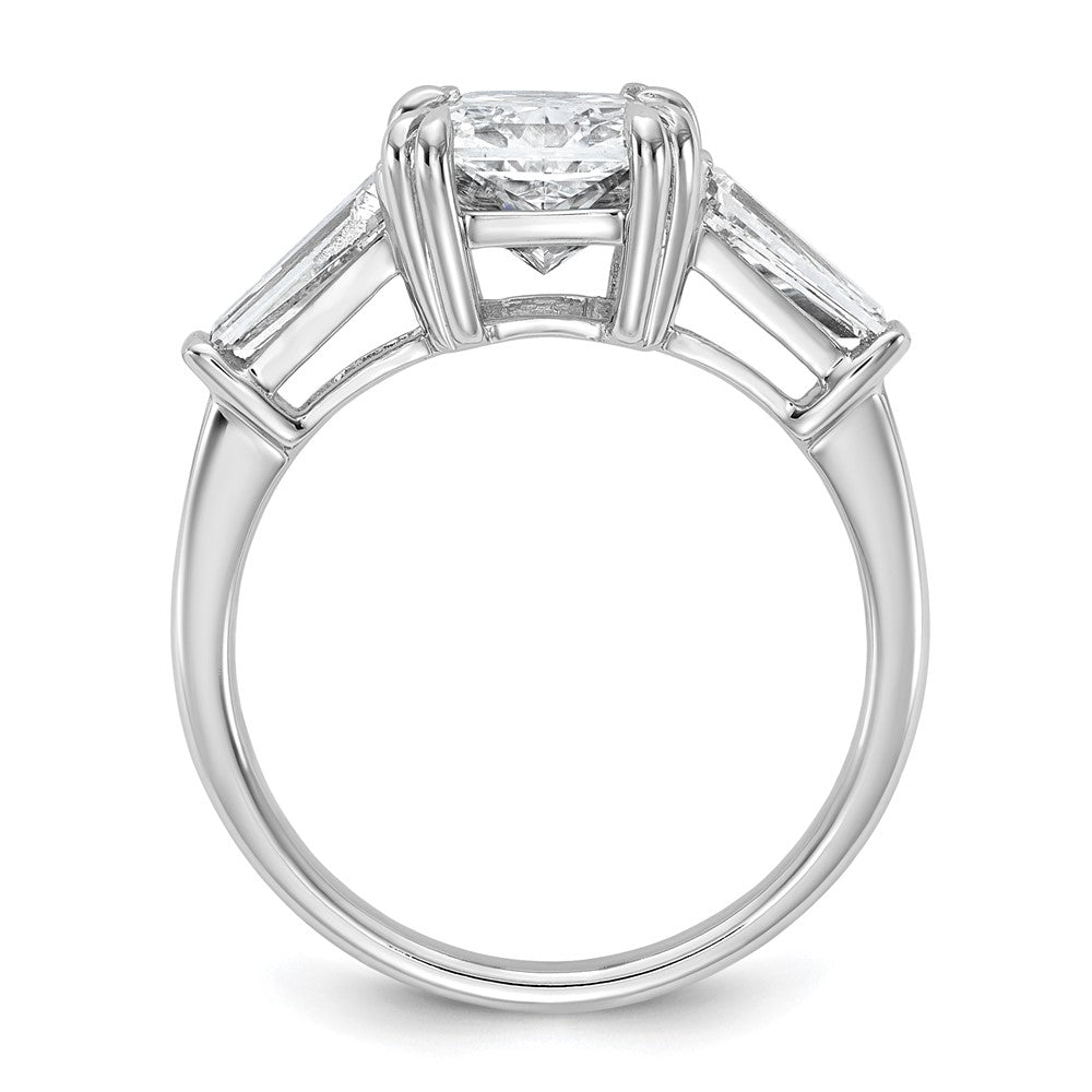 14K White Gold 3 3/4 carat Certified Lab Grown Diamond VS+ F+ Radiant with Tapered Baguette Sides Complete Engagement Ring