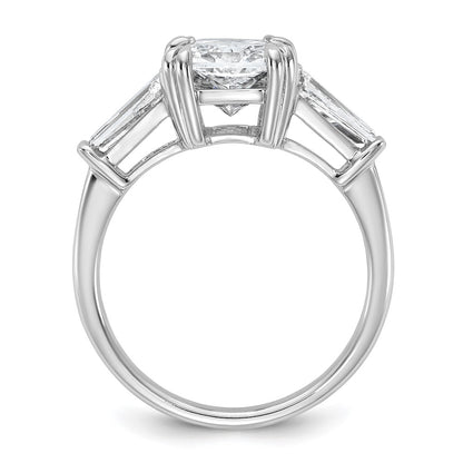 14K White Gold 3 3/4 carat Certified Lab Grown Diamond VS+ F+ Radiant with Tapered Baguette Sides Complete Engagement Ring