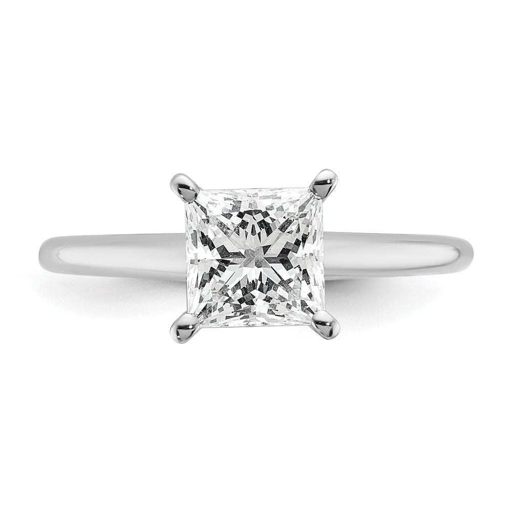 14K White Gold 1 1/2 carat Certified Lab Grown Diamond VS+ F+ Princess Complete Solitaire Engagement Ring