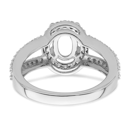 14K White Gold Halo Plus (Holds 2 carat (9.5x7.0mm) Oval Center) 1/2 carat Diamond Semi-Mount Engagement Ring