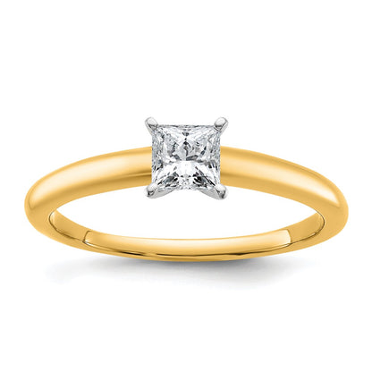 14K Two-Tone Gold Two-tone 1/2 carat Lab Grown Diamond VS+ F+ Princess Complete Solitaire Engagement Ring
