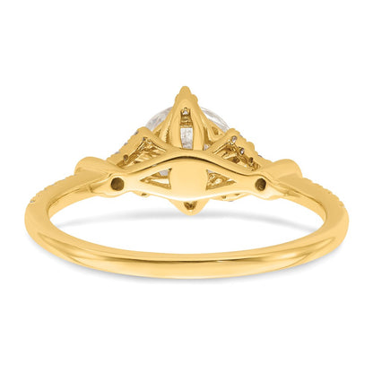 14K Yellow Gold (Holds 1 carat (6.5mm) Round Center) 1/8 carat Diamond Semi-Mount Engagement Ring