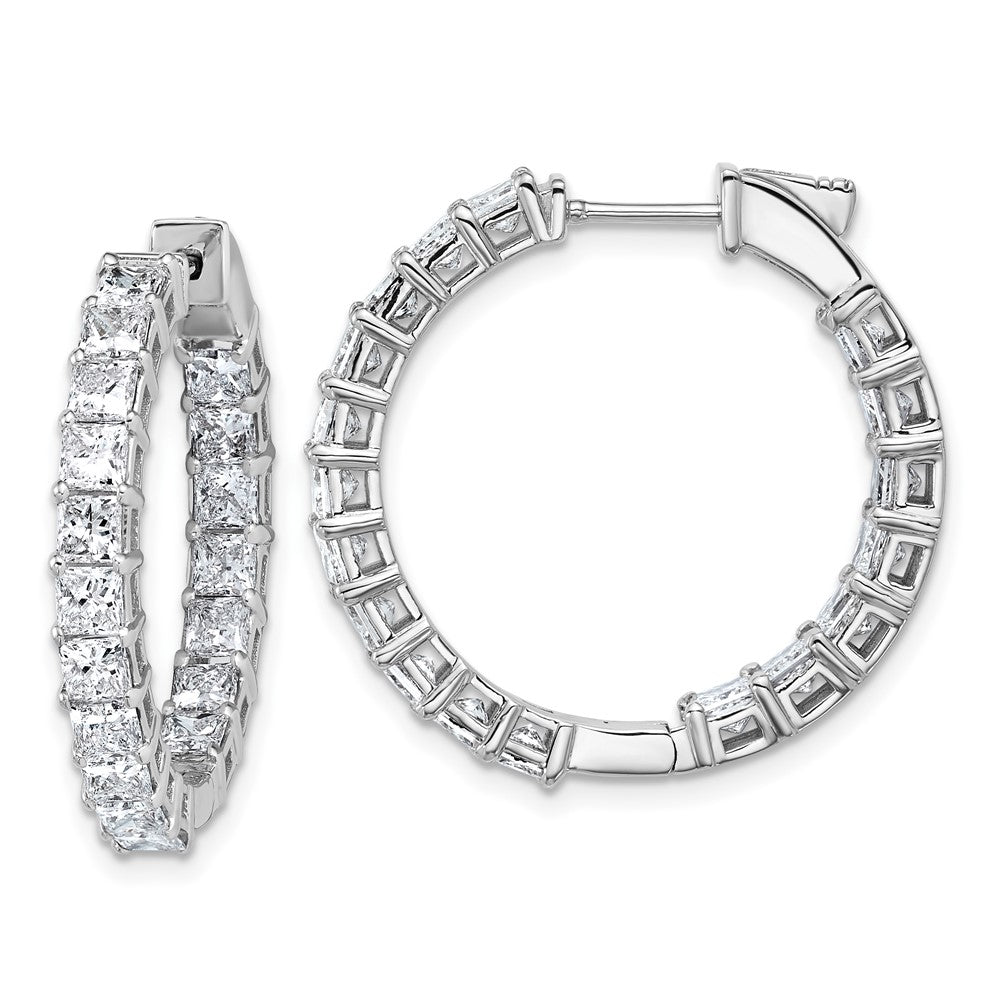 14K White Gold 6 1/8 Lab Grown Diamond VS/SI+ G+ Princess Complete In and Out Hoop Earrings