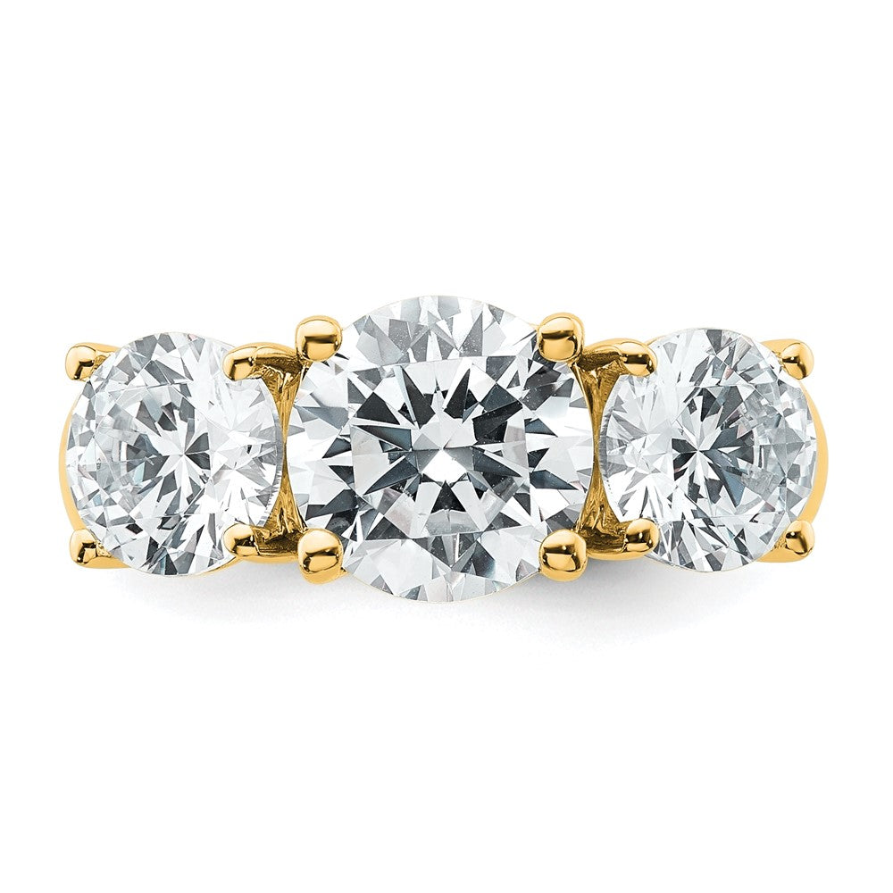 True Origin 14K Yellow Gold 4 carat Lab Grown Diamond VS+ F+ Complete Round Three Stone Ring