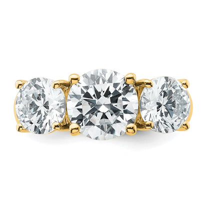 True Origin 14K Yellow Gold 4 carat Lab Grown Diamond VS+ F+ Complete Round Three Stone Ring