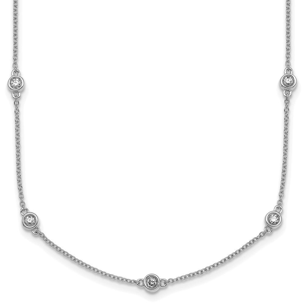 14K White Gold Complete 5/8 carat Bezel-set Diamond and Cable Chain 17-Station 20 Inch Necklace