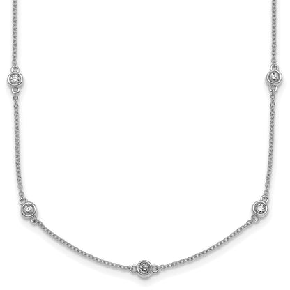 14K White Gold Complete 5/8 carat Bezel-set Diamond and Cable Chain 17-Station 20 Inch Necklace