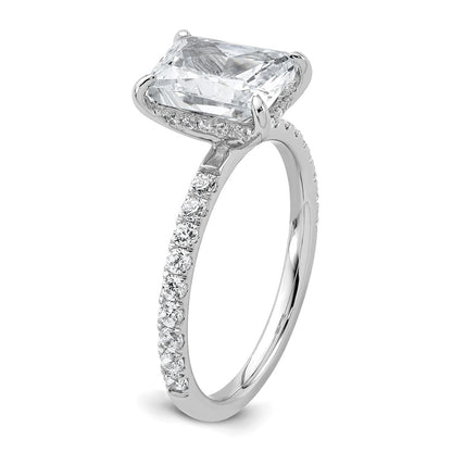 14K White Gold 2 3/8 carat Certified Lab Grown Diamond VS/SI+ G+ Radiant Complete Solitaire with Flair Engagement Ring