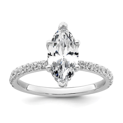 14K White Gold 2 5/8 carat Certified Lab Grown Diamond VS+ F+ Marquise Complete Solitaire with Flair Engagement Ring
