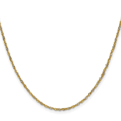 14K Yellow Gold with Rhodium 1.65mm Singapore 20 Inch Chain