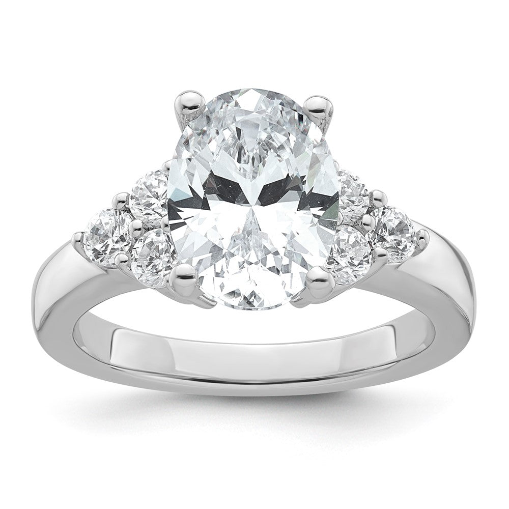 14K White Gold 1/2 carat Lab Grown Diamond VS/SI+ G+ Round 2 1/2 carat Oval Center Semi Mount Engagement Ring
