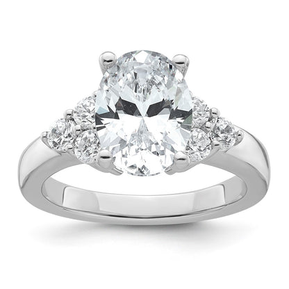 14K White Gold 1/2 carat Lab Grown Diamond VS/SI+ G+ Round 2 1/2 carat Oval Center Semi Mount Engagement Ring