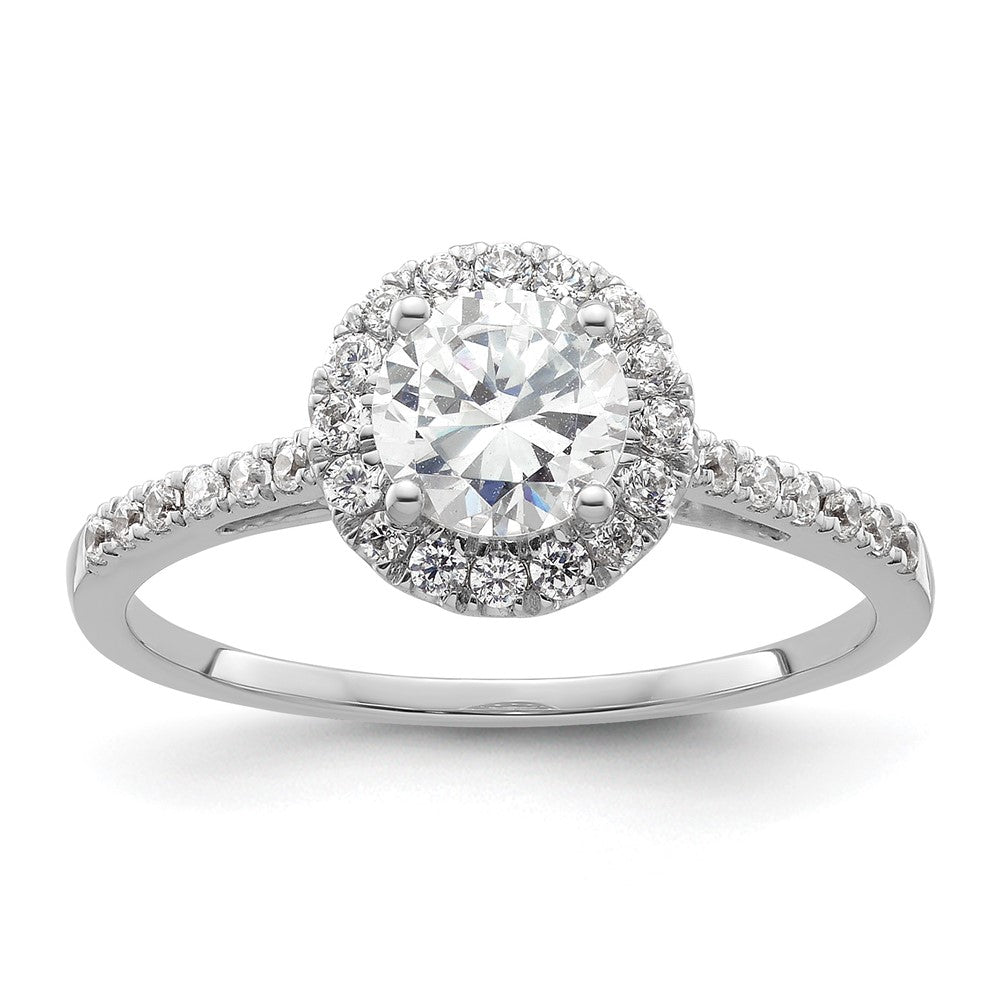 14K White Gold Halo (Holds 3/4 carat (5.8mm) Round Center) 1/4 carat Diamond Semi-mount Engagement Ring